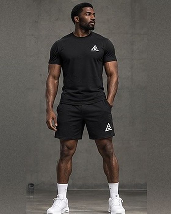 GE Black T-Shirt & Shorts Set