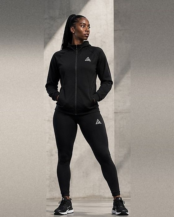 GE Women's Black Zip Tracksuit Set