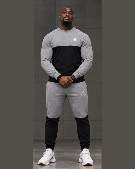 GE Grey & Black Colour-Block Crewneck Set